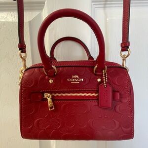 COACH SIGNATURE LEATHER MINI ROWAN CROSSBODY SATCHEL HANDBAG - Free Shipping!